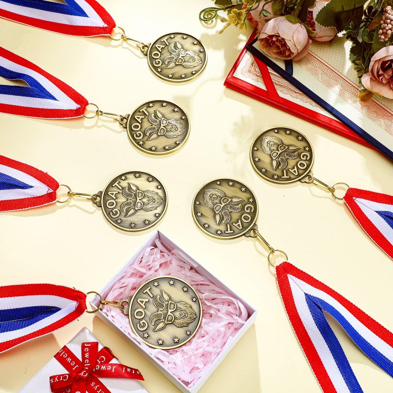 Remuuly 30-60 Pcs Goat Medals Bulk Greatest of All Time Medals MVP Award with Neck Ribbon All Time Goat Trophy Gold Champion Prize for Team Events, Sports Competitions(30) - Image 4