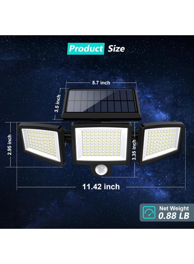 Solar Outdoor Lights 2500LM 210 LED Security Lights with Remote Control,3 Heads Motion Sensor Lights, IP65 Waterproof,270° Wide Angle Flood Wall Lights with 3 Modes(2 Packs) - Image 3