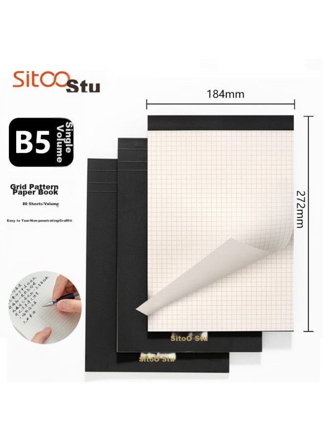Sitoo High-quality Scratch Paper Notebook, B5 Size, Small Grid Paper, Draft Paper, Tear-off Sticky Notes, Notebook, English Notebook, Grid Notebook, 80 Sheets Per Book - Image 1