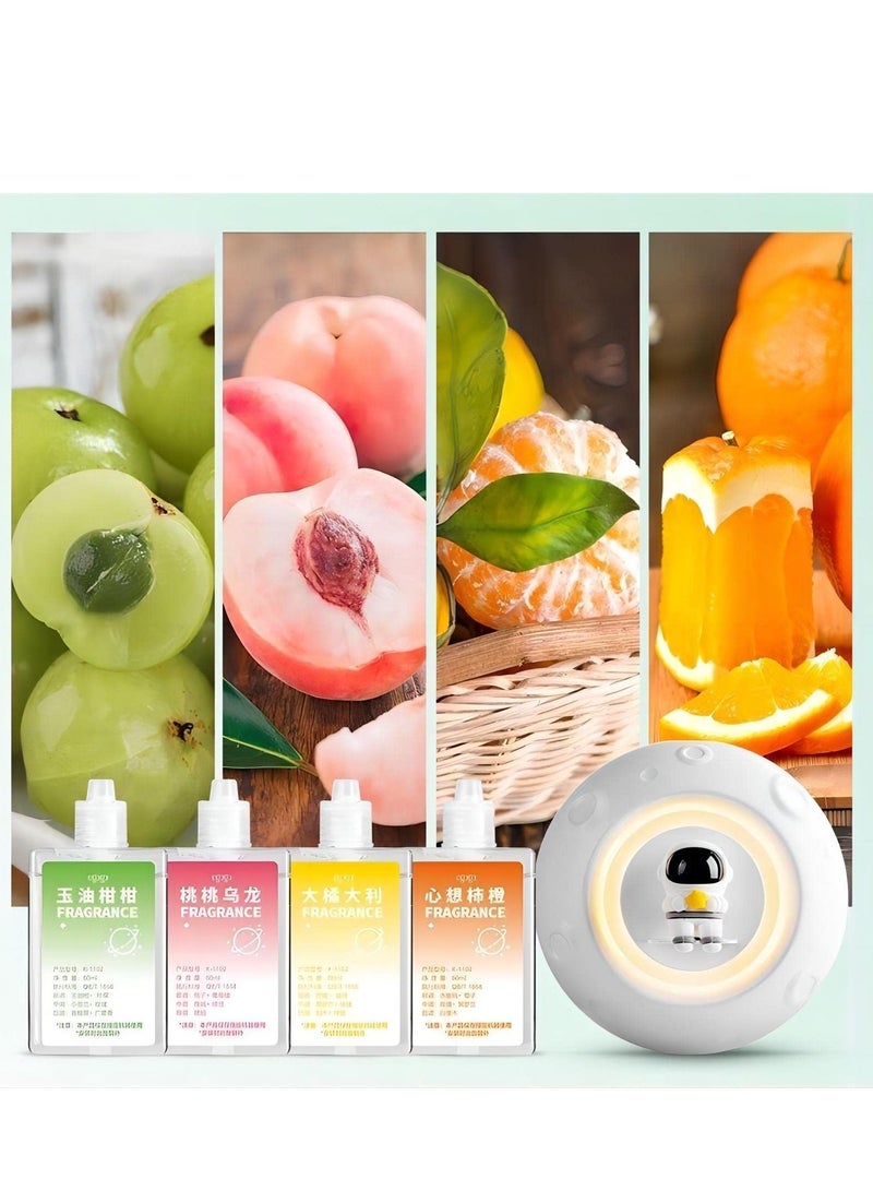Cool Baby Space Capsule Astronaut Automatic Perfume Machine Home Bedroom Toilet Quiet Deodorization Purifying Air Aromatherapy Machine 4 Bottles of Fruit Essential Oil White - Image 5