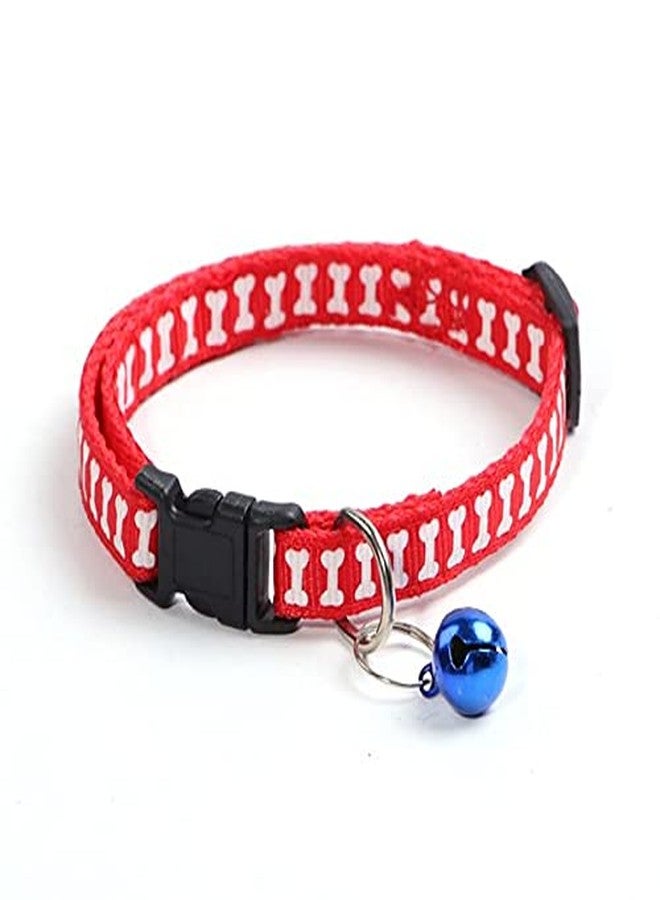 Pet Guard Cat Cute Bone Print Dog Puppy Cat Kitten Pet Collar Adjustable Necklace with Bell, Cat Accessories ( Set of 2) Mix Color - Image 2