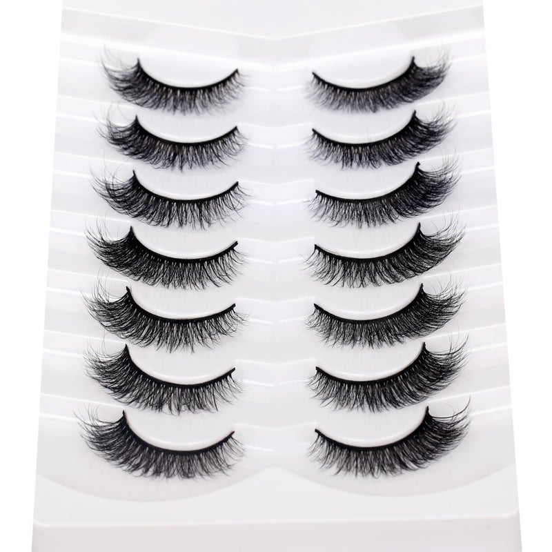 Pooplunch False Eyelashes Natural Cat Eye Wispy Extension Volume Fake Eyelashes Faux Mink Lashes Strips 7 Pairs Pack - Image 3