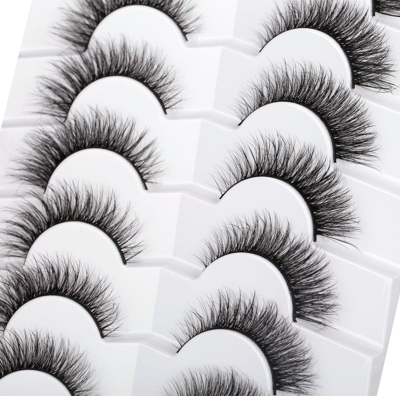 Pooplunch False Eyelashes Natural Cat Eye Wispy Extension Volume Fake Eyelashes Faux Mink Lashes Strips 7 Pairs Pack - Image 5