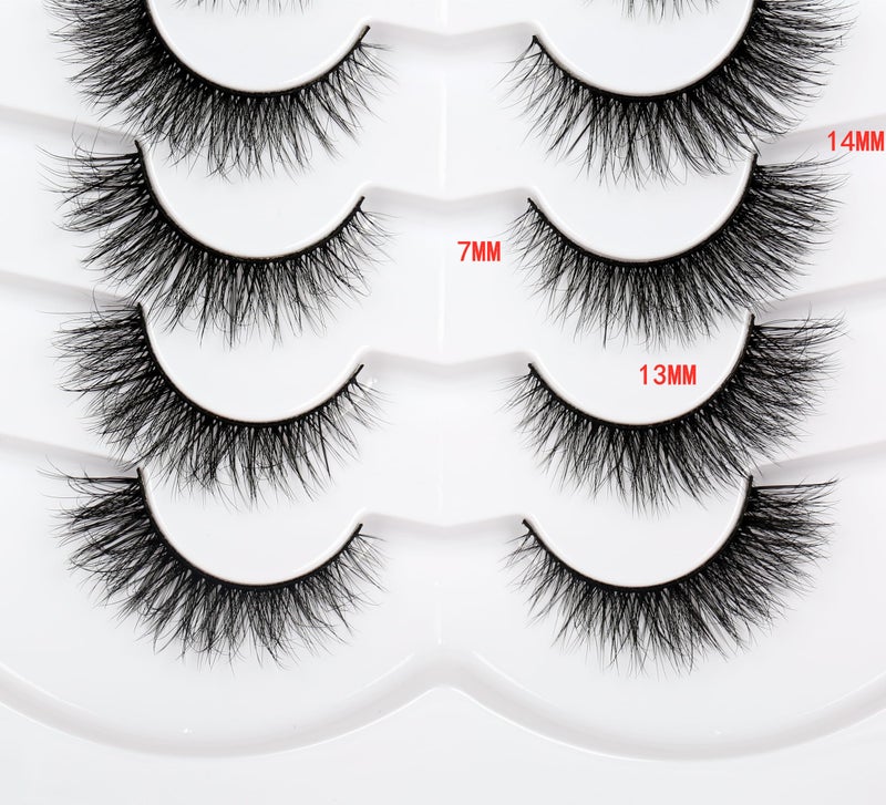 Pooplunch False Eyelashes Natural Cat Eye Wispy Extension Volume Fake Eyelashes Faux Mink Lashes Strips 7 Pairs Pack - Image 2