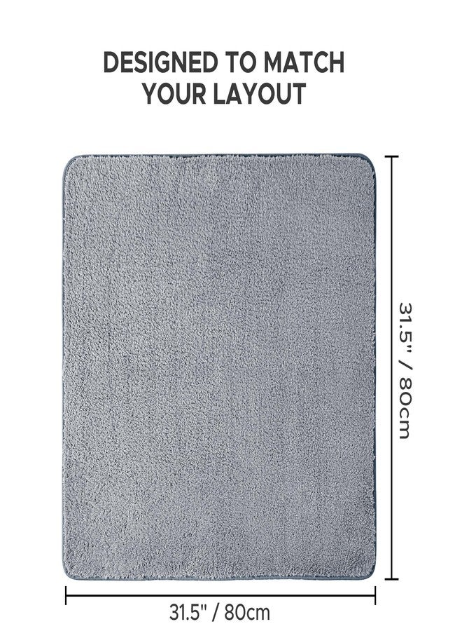 Sunlit Square Bathroom Rug 32x32, Soft Super Absorbent Bath Mat Quick Dry, Washable Bathroom Mat, Non-Slip Square Bath Rug, Cozy Shower Rugs Bathmat, Gray - Image 3