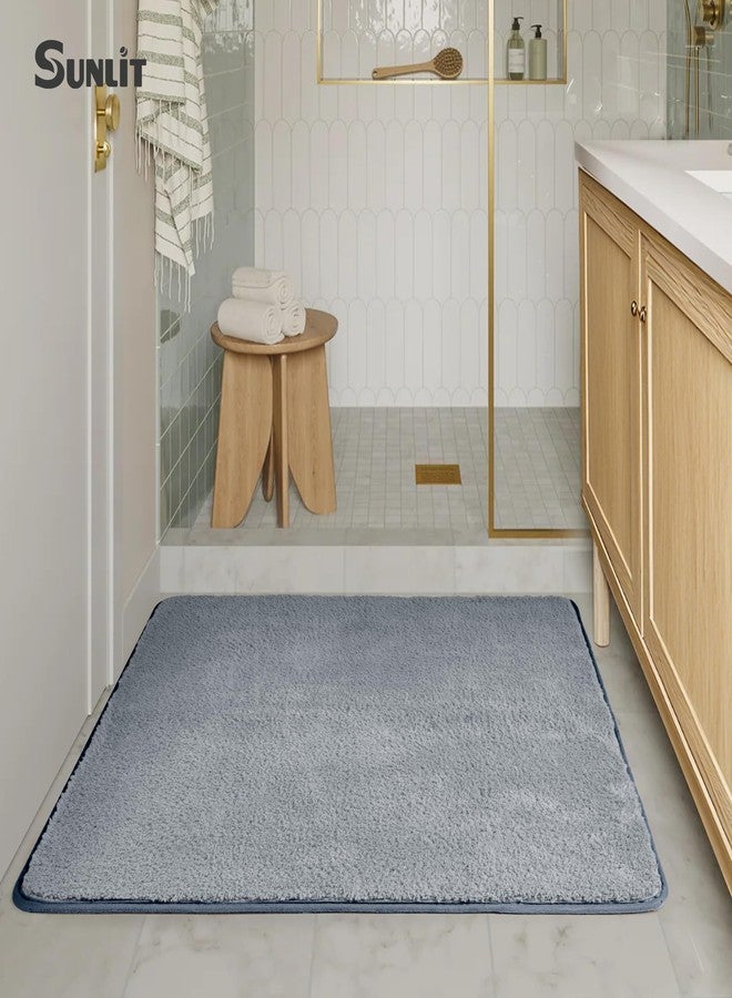 Sunlit Square Bathroom Rug 32x32, Soft Super Absorbent Bath Mat Quick Dry, Washable Bathroom Mat, Non-Slip Square Bath Rug, Cozy Shower Rugs Bathmat, Gray - Image 4