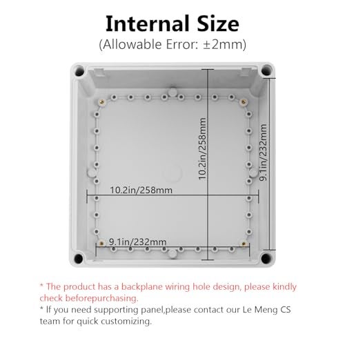 LeMotech Waterproof Dustproof IP67 Junction Box DIY Case Enclosure Gray 11 x 11 x 5.1 inch (280 x 280 x 130 mm) - Image 3