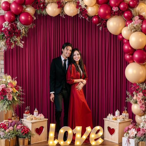 PARTISKY 24x10FT Burgundy Backdrop Curtains for Wedding Parties, Wrinkle Free Polyester Photography Backdrop Drapes for Wedding Baby Shower Birthday Parties Stage Background Stand Decorations 4x10ft,6 Panels - Image 3
