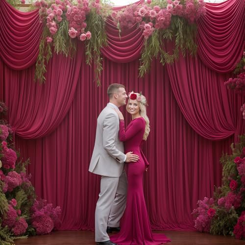 PARTISKY 24x10FT Burgundy Backdrop Curtains for Wedding Parties, Wrinkle Free Polyester Photography Backdrop Drapes for Wedding Baby Shower Birthday Parties Stage Background Stand Decorations 4x10ft,6 Panels - Image 4