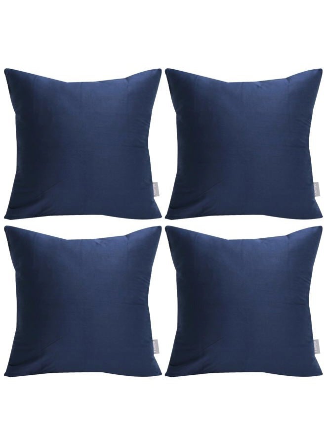 Thmyo 4 عبوات غطاء وسادة زخرفي مريح من القطن 100% مربع غطاء وسادة فارغ للتزيين (18x18 بوصة/45x45 سم، أزرق منتصف الليل) - Image 1