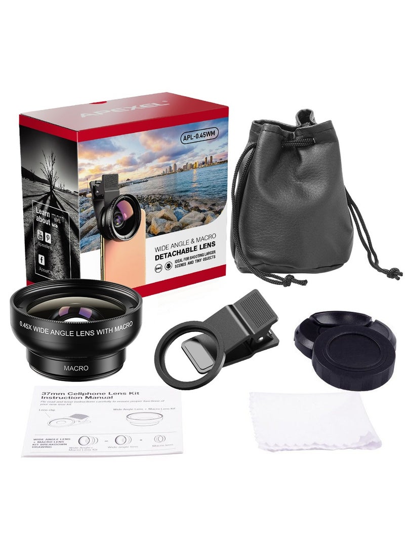 Phone Camera Lens, 0.45X Super Wide Angle Lens, 12.5X Macro Lens, Clip-On 2 in 1 Professional for Lens Kit for iPhone Samsung and Most of Android Smartphone - Image 2