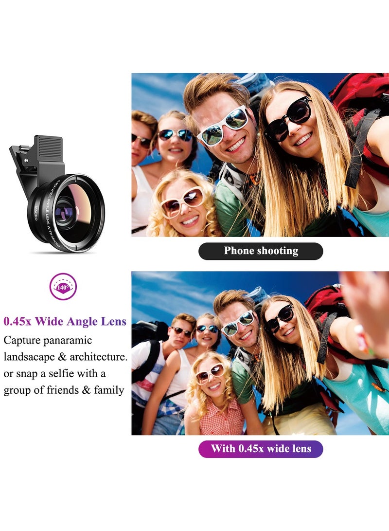 Phone Camera Lens, 0.45X Super Wide Angle Lens, 12.5X Macro Lens, Clip-On 2 in 1 Professional for Lens Kit for iPhone Samsung and Most of Android Smartphone - Image 5