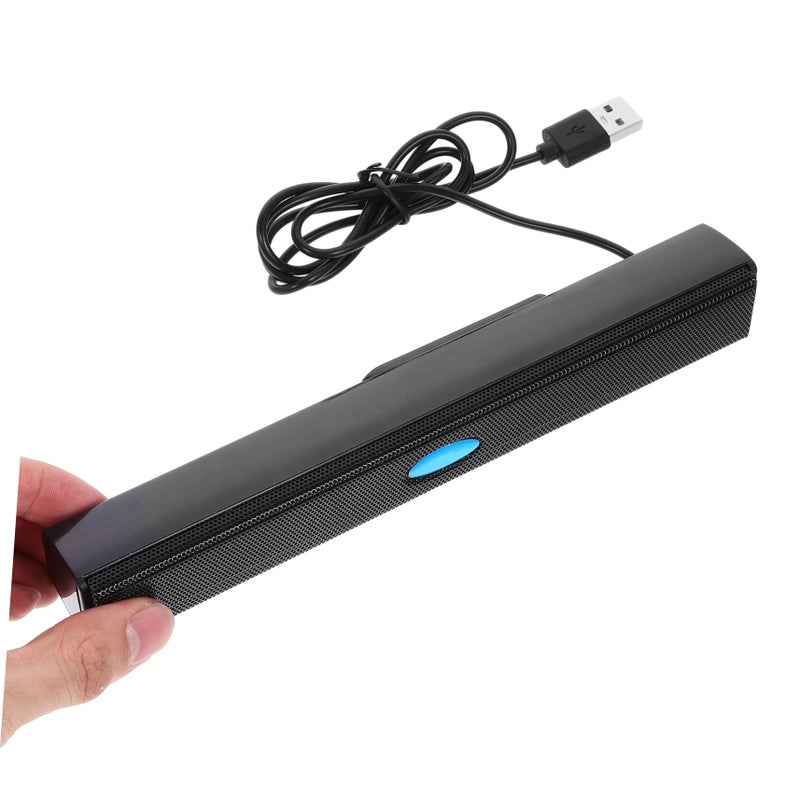 مكبر صوت أسود متوسط الحجم لشريط الصوت USB، مكبرات صوت صغيرة للحاسوب، شريط صوت سلكي للتلفزيون، مقبس 3.5 مم، ستيريو صغير - Image 5