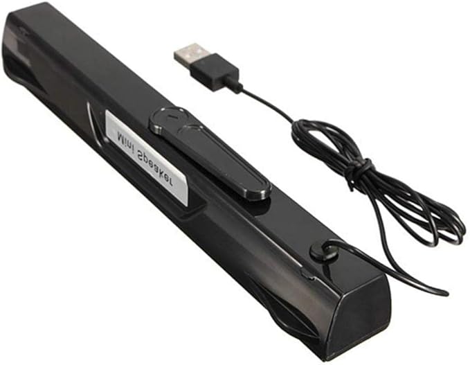 مكبر صوت أسود متوسط الحجم لشريط الصوت USB، مكبرات صوت صغيرة للحاسوب، شريط صوت سلكي للتلفزيون، مقبس 3.5 مم، ستيريو صغير - Image 1