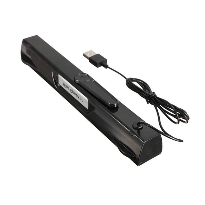 مكبر صوت أسود متوسط الحجم لشريط الصوت USB، مكبرات صوت صغيرة للحاسوب، شريط صوت سلكي للتلفزيون، مقبس 3.5 مم، ستيريو صغير - Image 2