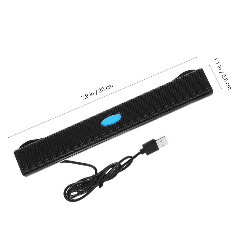 مكبر صوت أسود متوسط الحجم لشريط الصوت USB، مكبرات صوت صغيرة للحاسوب، شريط صوت سلكي للتلفزيون، مقبس 3.5 مم، ستيريو صغير - Image 3