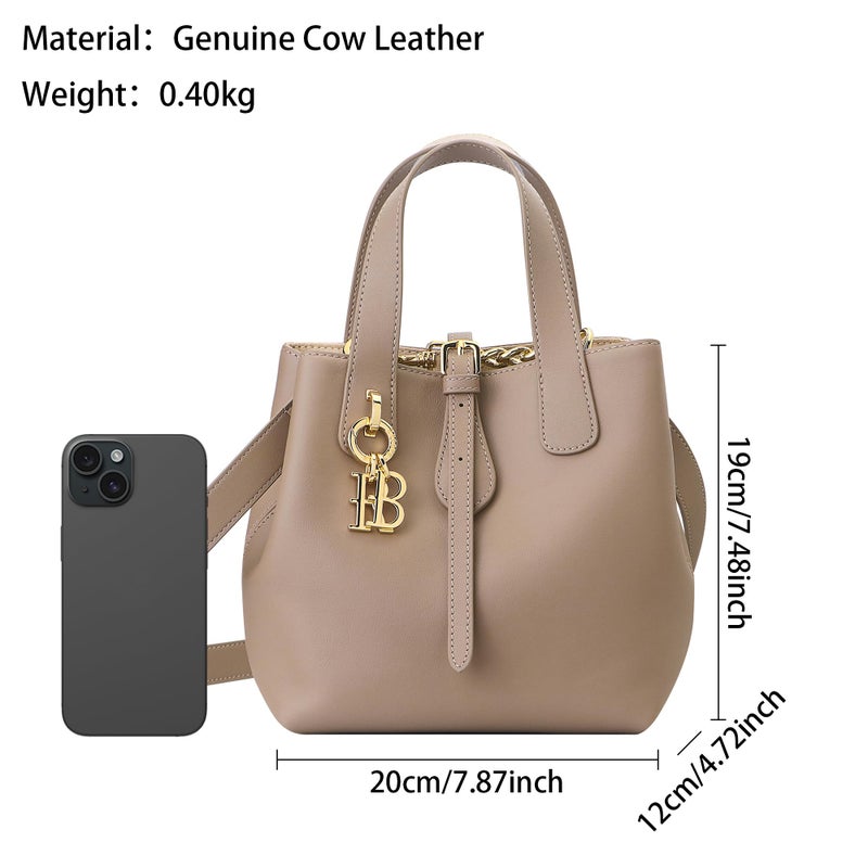 Royal Bagger Women's Genuine Cow Leather Bucket Bag, Elegant Crossbody Shoulder Purse, Tote & Basket Handbag with Strap 3262 (Brown) - Image 3