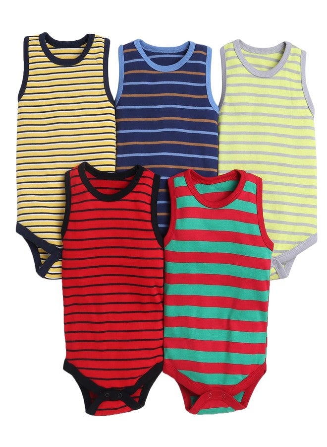 EIO طقم ملابس أطفال حديثي الولادة من إي أو، مناسب للأولاد والبنات (9-12 شهرًا، عبوة مخططة من 5 قطع) - Image 1