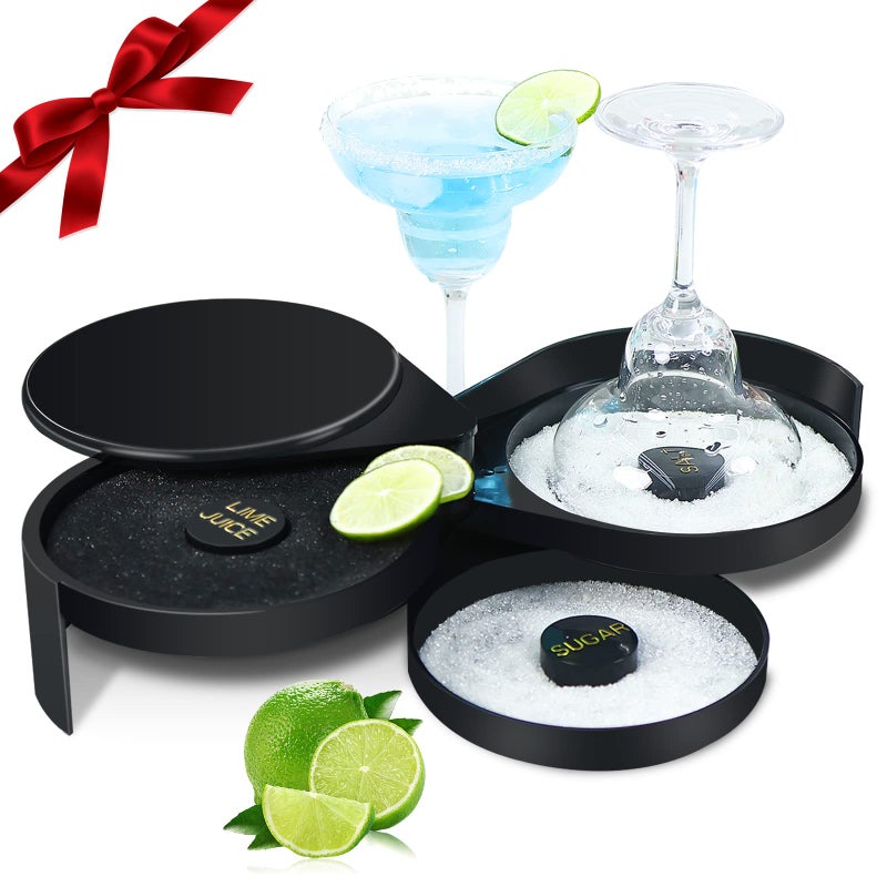 Artilife Margarita Salt Rimmer SetMargarita Salt RimmerBartender Tool Cocktail Margarita Glass Rimmer 3 Tier Sugar Salt Rim Lime