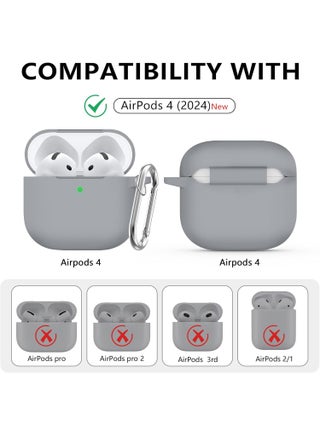 Soft Silicone Protective Case Cover for AirPods 4 with Cleaner Kit and Keychain(Grey) - view 2