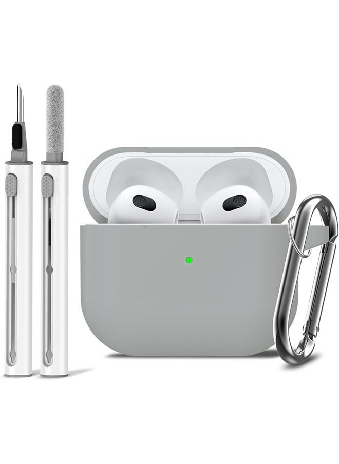 SJet - Soft Silicone Protective Case Cover for AirPods 4 with Cleaner Kit and Keychain(Grey) - Image 1