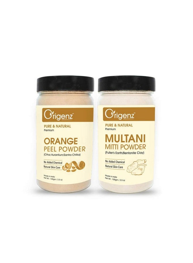 Origenz Multani Mitti and Orange Peel Powders for Healthy Skin, Nourishment, Mask, Helps to Control Tanning, Acne Pimple | Bentonite Clay | 200gm - Image 1