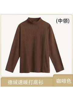 Generic Fleece Half Polo/turtle Neck Sleeve T-shirt Mens Autumn Winter Inner Warm Slimming Smooths Silhouette Versatile Base Layer Top Dark green  - Image 2
