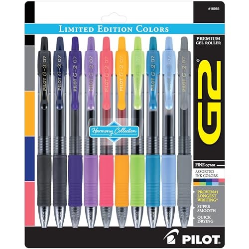 PILOT G2 Limited Edition Harmony Ink Collection Retractable Gel Pens, 0.7mm Fine Point, Gel Pen Set, Assorted Ink, 10-Pack - Ideal for School, Journaling, and Office Writing - Image 1