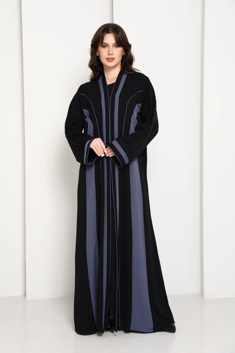 Elegant Two-Tone Contrast Abaya with headscarf
