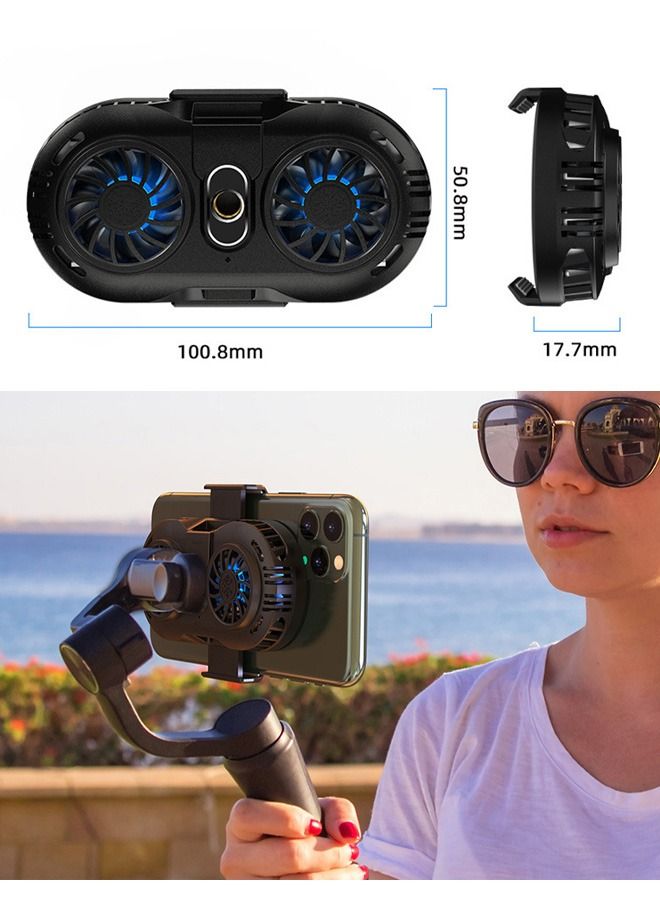 Loquat Phone Cooler Cellphone Radiator with Dual Semi-Conductor Cooling Chip Mobile Phone Cooling Fans With RGB Light  for Tiktok Live Streaming Outdoor Vlog Mobile Gaming.  - Image 1