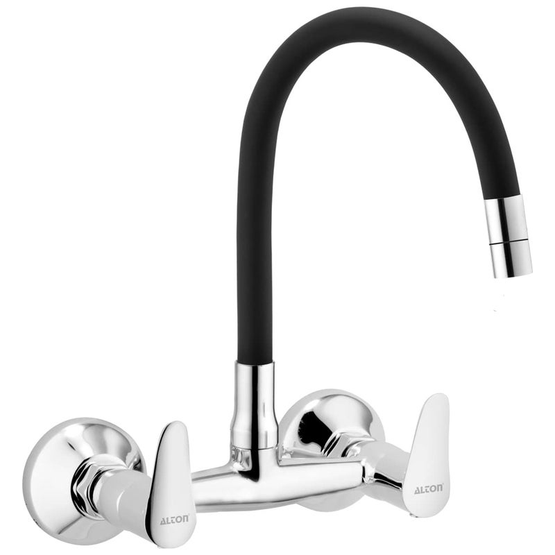 ALTON LRK9671 Brass Sink Mixer with Flexible Swivel Spout Black Chrome Finish Dual Flow - Image 1