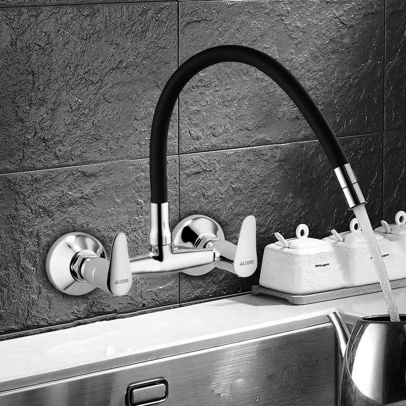 ALTON LRK9671 Brass Sink Mixer with Flexible Swivel Spout Black Chrome Finish Dual Flow - Image 3