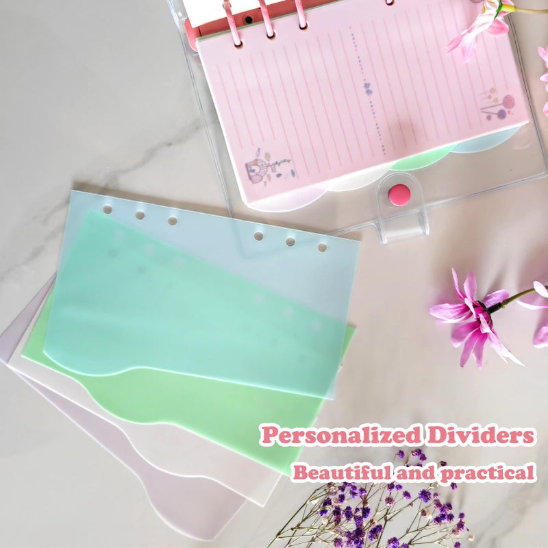 DY.2ten (4 Sets) A6 Translucent Dividers 4-Tab Sturdy Plastic Planner Dividers Page Protectors for 6-Ring Binders, Agenda, Notebooks Inserts - Image 3