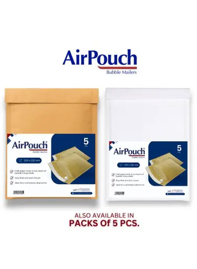 AirPouch Kraft Paper Bubble Mailers – Padded Eco-Friendly Shipping Envelopes, Air Pouch Peel & Seal Protective Mailers Color Brown Size Medium (180×260) – 5 Pcs - Image 3