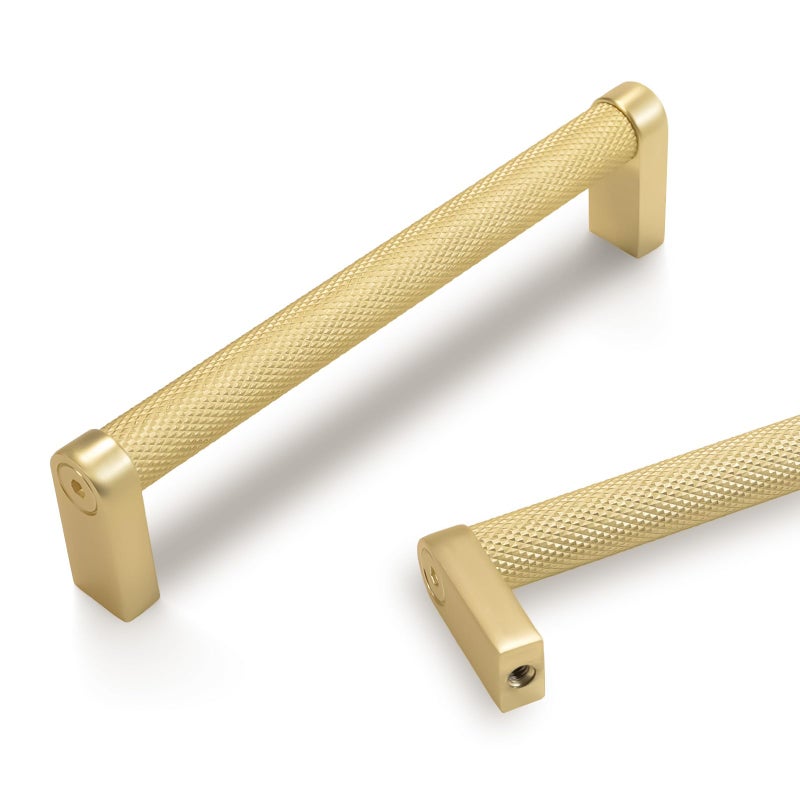 POVEFONK 10 Pack 5 inch128mm Brushed Brass Kitchen Cabinet Handles Knurled Cabinet Pulls Gold Drawer Pulls Kitchen Cabinet Hardware Handles Drawer Pulls Dresser Handles - Image 2