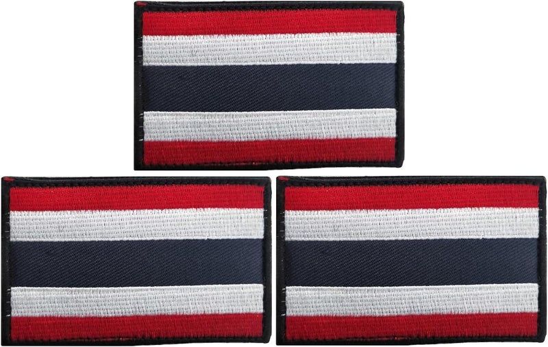 JAVD 3 Pack Thailand Flag Patch Thailand Flag Embroidery Patch for Hats, Tactical Bags, Jackets, Clothes Patch Team Army Patch... - Image 1