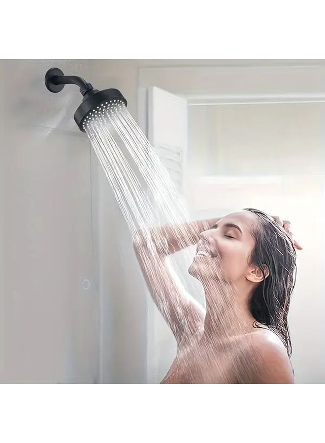 Black High Pressure Round Shower Head Wall Mount Powerful Spray Easy to Install - Image 4