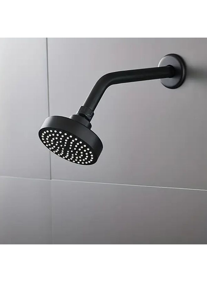 Black High Pressure Round Shower Head Wall Mount Powerful Spray Easy to Install - Image 2
