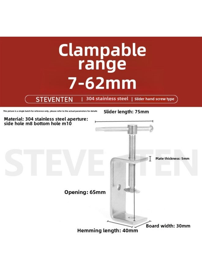 304 Stainless Steel Fixing Clip To Stabilize Steel Beam Pipe Clamp Clamp Clamp Clamp Clamp Clamp U-shaped Clip Square Tiger Clip-Specification Model:[sliding Rod Hand Screw Type] Opening 65mm  - Image 1