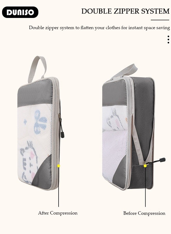 DUNISO 6 PCS Compression Packing Cubes for Suitcase, Waterproof Suitcase Organizer Bags, Compressible Packing Cubes for Carry on Suitcase, Expandable Packing Pouches, Lightweight Luggage Organizer Bags for Travel Essentials Accessories  - Image 3