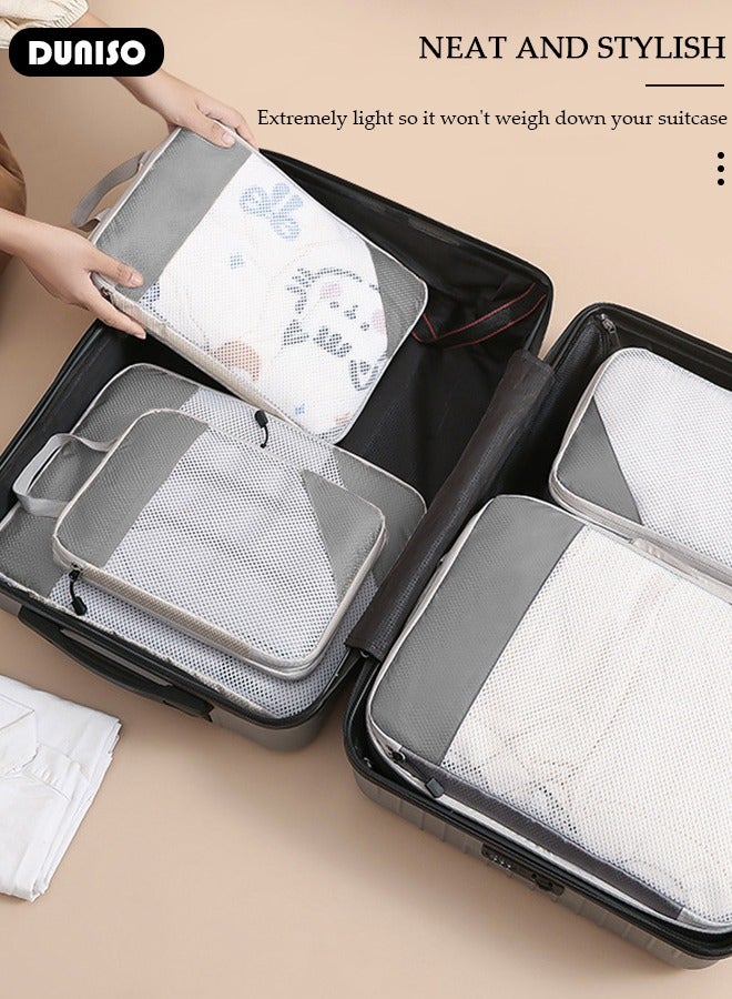 DUNISO 6 PCS Compression Packing Cubes for Suitcase, Waterproof Suitcase Organizer Bags, Compressible Packing Cubes for Carry on Suitcase, Expandable Packing Pouches, Lightweight Luggage Organizer Bags for Travel Essentials Accessories  - Image 5