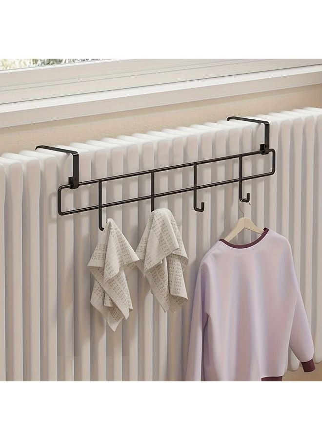Black Heating Vent Clothes Drying Rack Household Pipe Hook Storage Hanger - Image 1