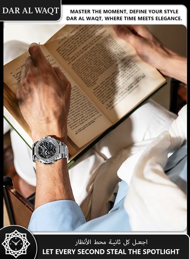 Casio G-STEEL GST-B400D-1A Men's Watch - Ultra-Thin 12.9mm Carbon Core Guard, Bluetooth Connectivity, Solar Powered, Silver Metal Band & Case, Shock Resistant, 200M Water Resistant - Image 2