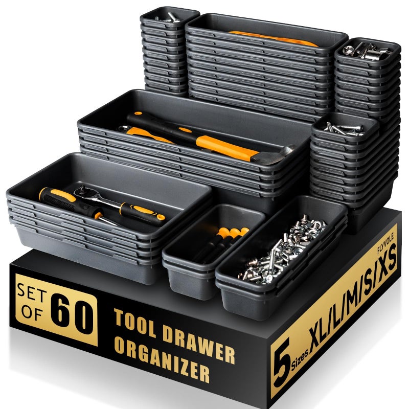 Tool Box Organizer Tray, Toolbox Desk Drawer Organizer, Tool Box Tray, Toolbox Organization Storage for Rolling Tool Chest (60 PCS) - Image 1