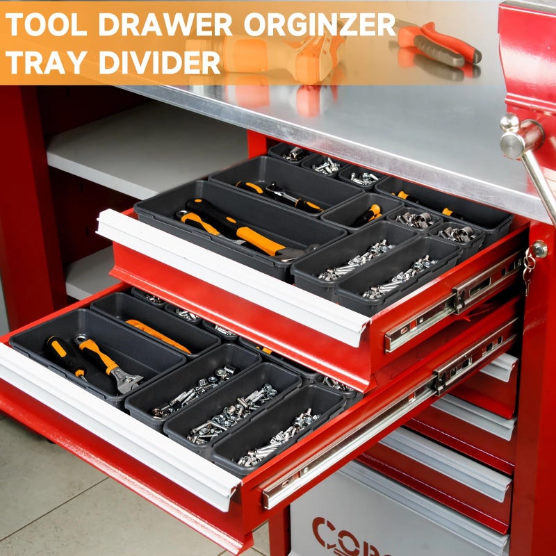 Tool Box Organizer Tray, Toolbox Desk Drawer Organizer, Tool Box Tray, Toolbox Organization Storage for Rolling Tool Chest (60 PCS) - Image 2