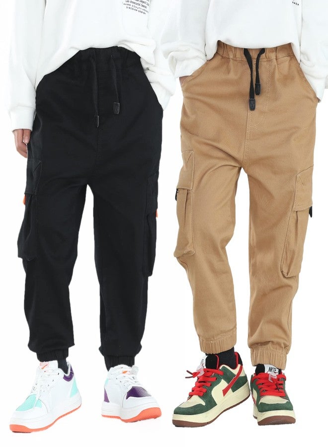 MINI PANDA Toddler Pants - Boys or Girls, 2-Pieces (4T, Black, Khaki) - Image 1