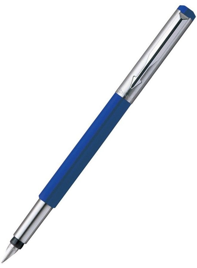 PARKER Parker Vector Metallix Chrome Trim Fountain Pen (Fine Nib) | Blue Body Color with Quink Ink Bottle | Novel Gifts for Professionals| Ideal for Corporate Use - Image 3