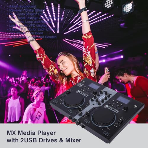 MX 2-Channel DJ Controller مع واجهة صوتية مدمجة – USB مزدوج، عجلات الجوج ودعم فلاش درايف للدي جي، إنتاج الموسيقى، الأداء الحي | متوافق مع الحاسوب الشخصي واللابتوب - Image 5