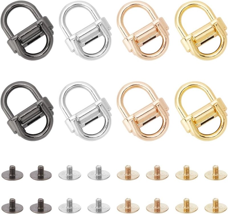 كلاراكو مجموعة من 8 مشابك جانبية من سبائك معدنية لحقائب اليد من كلاركو، مشبك تعليق للحقيبة بأربعة ألوان مع حلقة مزدوجة على شكل حرف D، مشبك حبل، مشبك موصل بسلسلة معدنية مع براغي، أدوات صنع الحقائب بنفسك - Image 1