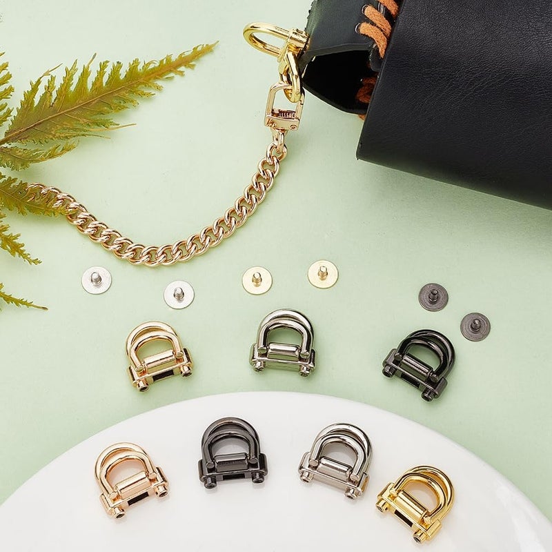 كلاراكو مجموعة من 8 مشابك جانبية من سبائك معدنية لحقائب اليد من كلاركو، مشبك تعليق للحقيبة بأربعة ألوان مع حلقة مزدوجة على شكل حرف D، مشبك حبل، مشبك موصل بسلسلة معدنية مع براغي، أدوات صنع الحقائب بنفسك - Image 4